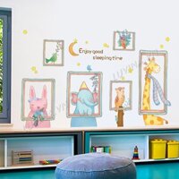 Decal dán tường trang trí phòng khách, phòng ngủ, nhà bếp, phòng cho bé - Khung ảnh hươu cổ dài