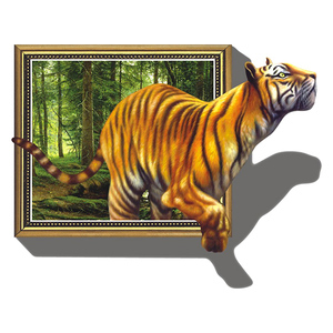 Decal dán tường tranh hổ 3D - PK31