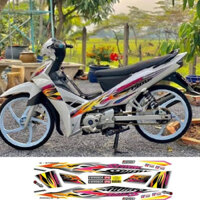 decal dán xe sirius-mẫu lửa spark trắng đen vàng