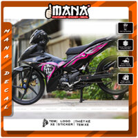 Decal dán xe Tem Xe Exciter 150 Malay Hoa Văn Lửa Chữ Tàu Đen Hồng Cao Cấp 3 Lớp - Tem Rời
