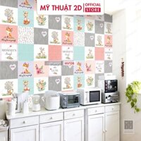 Decal gạch bông hoa văn Lovely kid decor làm mới không gian nhà cửa_HV126