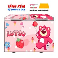 Decal gấu dâu dễ thương dán tủ đông, tủ kem, tủ bảo ôn chất liệu dày dặn Shop Huệ Decor( TBO9- DÂU 1)