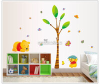 Decal gấu pooh nằm ngủ dán tường phòng bé kiểu hàn quốc
