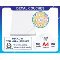 Decal Giấy Couche Bóng  in phun mực pigment hoặc Laser xấp 50 tờ