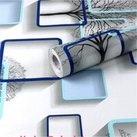 decal giấy dán tường cây 3d xanh keo sẵn khổ 10m x45cm