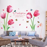 Decal giấy dán tường hoa Tulip Hồng XL8391