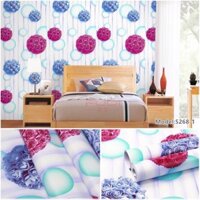 decal giấy dán tường tú cầu tím xanh keo sẵn khổ 10m x45cm