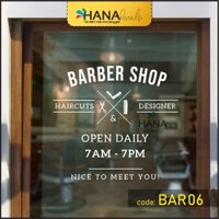Decal Giờ Mở Cửa Opening Hours Dành Cho Barber Shop Hair Salon - HanaDecals - BAR06