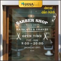 Decal Giờ Mở Cửa Opening Hours Dành Cho Barber Shop Hair Salon - HanaDecals - BAR05