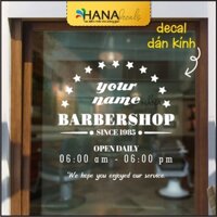 Decal Giờ Mở Cửa Opening Hours Dành Cho Barber Shop Hair Salon - HanaDecals - BAR08