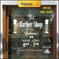 Decal Giờ Mở Cửa Opening Hours Dành Cho Barber Shop Hair Salon Tiệm Tóc - HanaDecals - BAR07