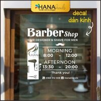 Decal Giờ Mở Cửa Opening Hours Dành Cho Barber Shop Hair Salon - HanaDecals - BAR01