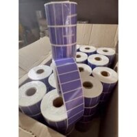 Decal in mã vạch màu tím 50×20mm 2 tem/hàng/50m