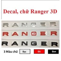 Decal, logo Chữ Dán Ranger Cao Cấp Hàng Nhựa ABS Sơn Mạ