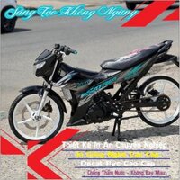 Decal lửa xanh bạc dán cho xe satria 150 màu đen đẹp in chất liệu decal trắng sữa