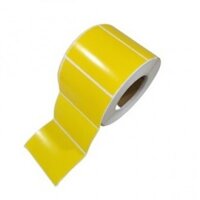 Decal nhiệt 60x40mm cuộn 30m phủ màu vàng, in bằng máy nhiệt