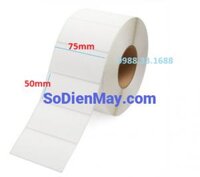 Decal nhiệt giấy in tem nhãn 75x50mm, cuộn 30m. 1 tem/hàng