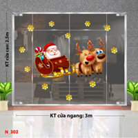 Decal Noel - Đôi tuần lộc kéo xe ông già noel