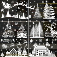 DECAL NOEL – Hít Tĩnh Điện Rừng Thông Tuyết Trắng Và Ông Già Noel Cưỡi Xe-SDJ23023