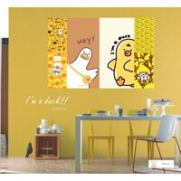 DECAL POSTER VỊT CON CUTE DÁN TƯỜNG TRANG TRÍ CỬA HÀNG/CAFE CỔ ĐIỂN VINTAGE