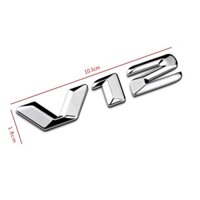 Decal tem chữ V12 inox cao cấp dán trang trí ô tô G70212