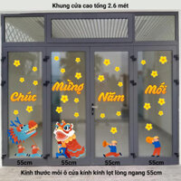 Decal tết 2026 múa lân sư rồng chúc mừng năm mới vàng