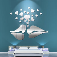 Decal trang trí dán tường 3D sáng tạo cao cấp M3 trái tim - Bạc