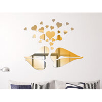 Decal trang trí dán tường 3D sáng tạo cao cấp M3 trái tim - Vàng