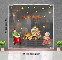 DECAL TRANG TRÍ ĐÁNH TRỐNG MÚA LÂN VUI TẾT TRUNG THU
