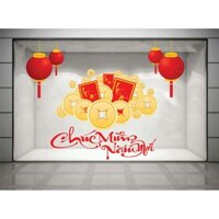 Decal trang trí đồng tiền vàng tết có sẵn keo BINBIN PK614