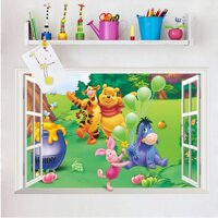 Decal trang trí khung cửa sổ Gấu Pooh và những người bạn