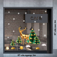 DECAL TRANG TRÍ NOEL TUẦN LỘC VÀNG VÀ NHỮNG CÂY THÔNG