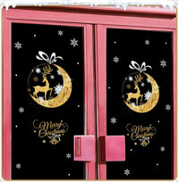 Decal trang trí noel tuần lộc trong quả cầu pha lê