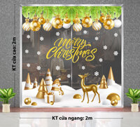 DECAL TRANG TRÍ NOEL TUẦN LỘC VÀNG TRÊN CÁNH ĐỒNG TUYẾT VÀ HÀNG THÔNG VÀNG