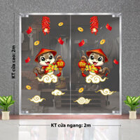 DECAL TRANG TRÍ TẾT ẤT TỴ ĐÔI RẮN XÁM XÁCH LỒNG ĐÈN