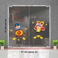 DECAL TRANG TRÍ TẾT BÉ ĐÁNH TRỐNG MÚA LÂN