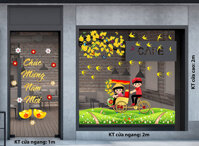 Decal trang trí tết combo đi chợ ngày tết trên xe xích lô ở Việt Nam