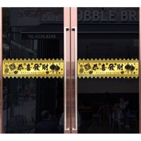 Decal trang trí Tết- Dây dán cửa, dán tường, dán tranh họa tiết Tết vàng nhũ bóng