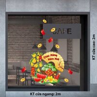 DECAL TRANG TRÍ TẾT DƯA HẤU VÀ MAI VÀNG PHÁO ĐỎ