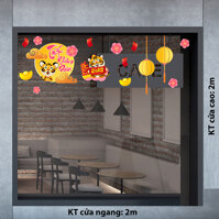 DECAL TRANG TRÍ TẾT LỒNG ĐÈN VÀ TRĂNG VÀNG TẾT NHÂM DẦN