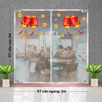 Decal trang trí tết lồng đèn đỏ ngày xuân