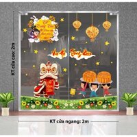 DECAL TRANG TRÍ TẾT TRUNG THU 2021 BÉ VÀ LÂN THƯỞNG BÁNH TRUNG THU