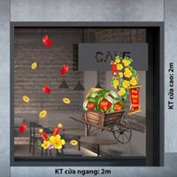 DECAL TRANG TRÍ TẾT XE DƯA HẤU VÀ MAI VÀNG