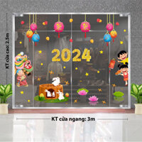 DECAL TRANG TRÍ TRUNG THU LỒNG ĐÈN ĐỦ MÀU VÀ LÂN ĐÓN TRUNG THU