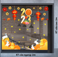 DECAL TRANG TRÍ TRUNG THU LỒNG ĐÈN ĐỎ VÀ CUNG TRĂNG