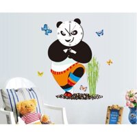 Decal Trang Trí Tường Kèm Đồng Hồ Dán Tường Gấu Trúc Kungfu ( Cao Cấp )