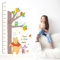Decal tranh dán tường thước đo chiều cao Gấu Pooh vui vẻ AmyShop DTD009 70 x 135 cm