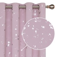 Deconovo Silver Dots Printed Blackout Curtains Grommet Curtains Pink Lavender Blackout Window Curtains for Girls Room 52W x 108L Pink Lavender 2 Pa...