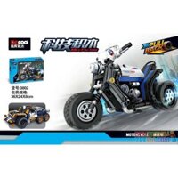 Decool 3802 Jisi 3802 non Lego XE MÁY bộ đồ chơi xếp lắp ráp ghép mô hình Technic MECFACTOR POWERED PULLBACK POLICE TRIKE Kỹ Thuật Công Nghệ Cao Mô Hình Phương Tiện 282 khối