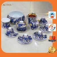 [DECOR] Combo Bộ ấm chén trà cổ TÂN CỔ ĐIỂN Châu Âu cao cấp họa tiết hoa lá tinh tế sang trọng ACT41__